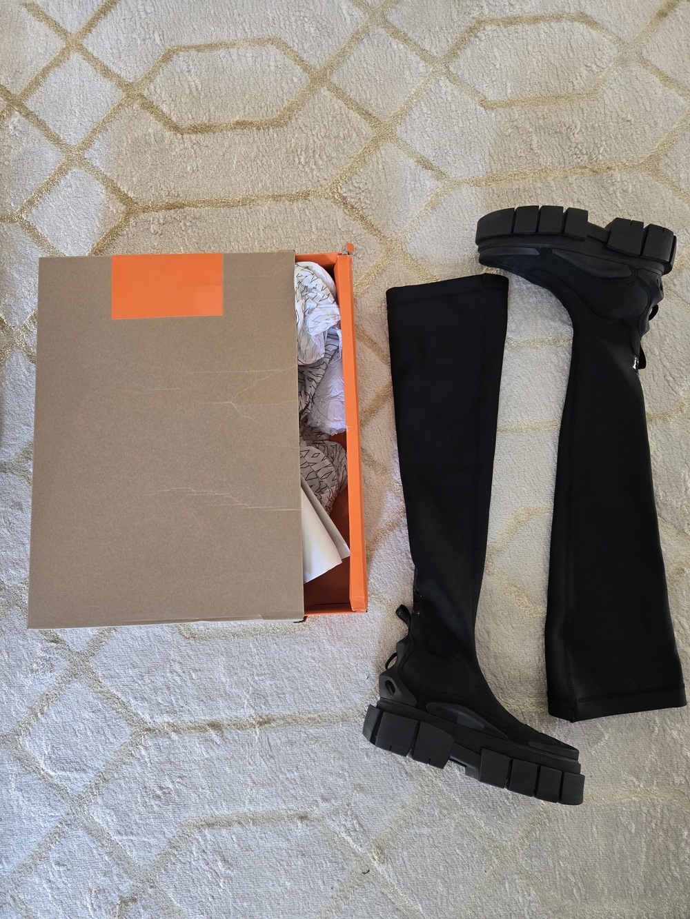 Ivy Park x Adidas Women's Super Sleek Long Boots Over-The-Knee Noir Size 8